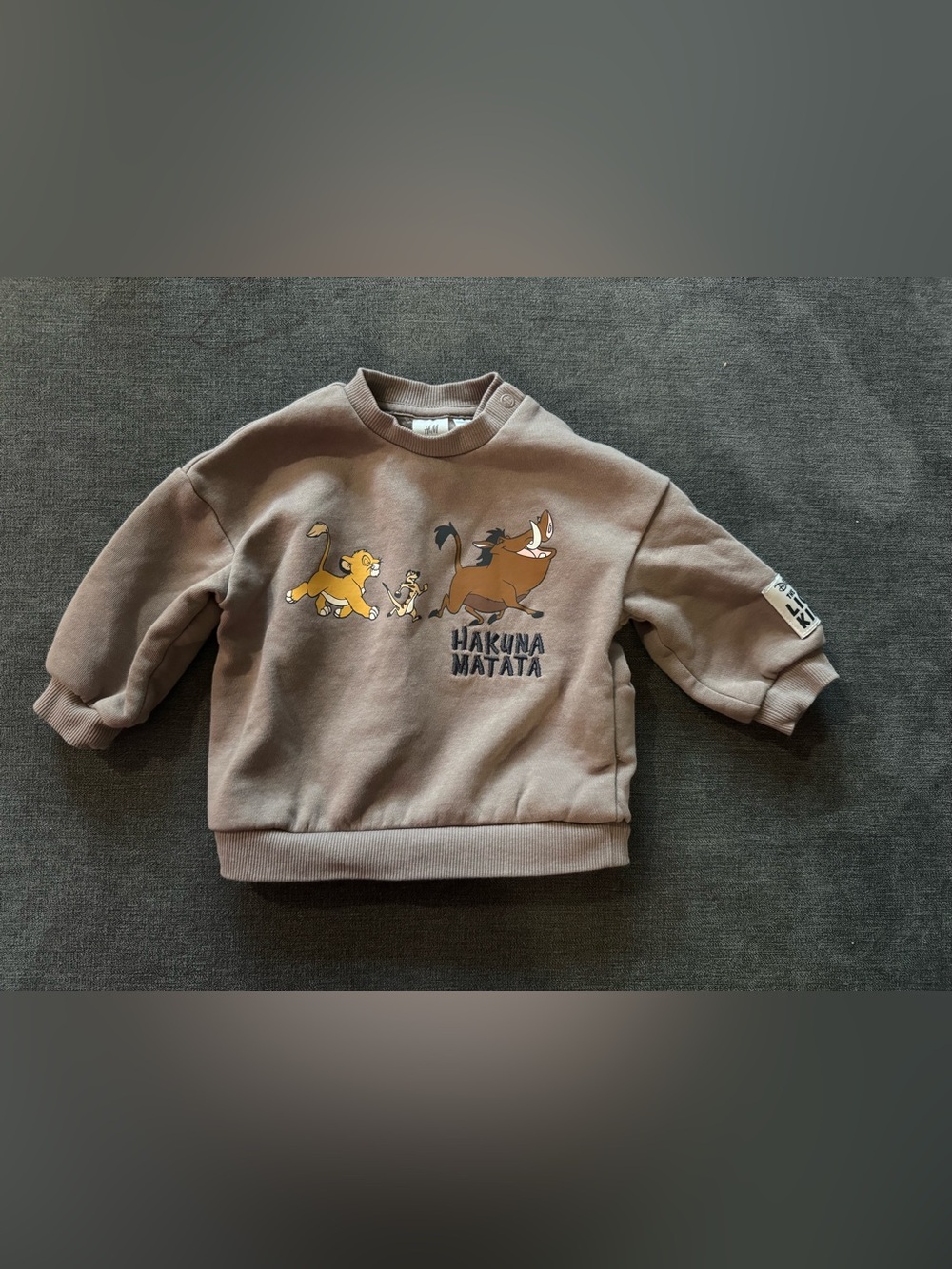 H&M Brown Baby Sweatshirt with Simba, Timon & Pumbaa 'Hakuna Matata' 4-6 months